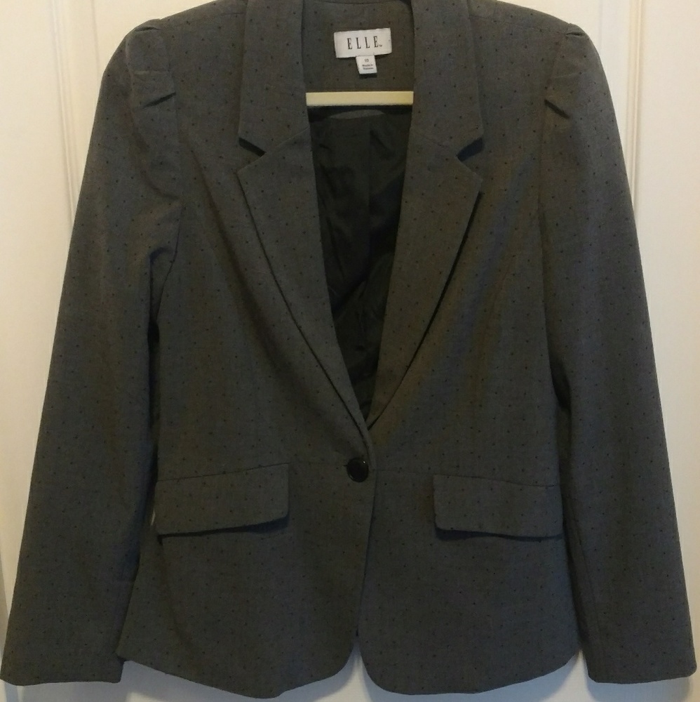 Elle Gray and Black Polka Dot Blazer